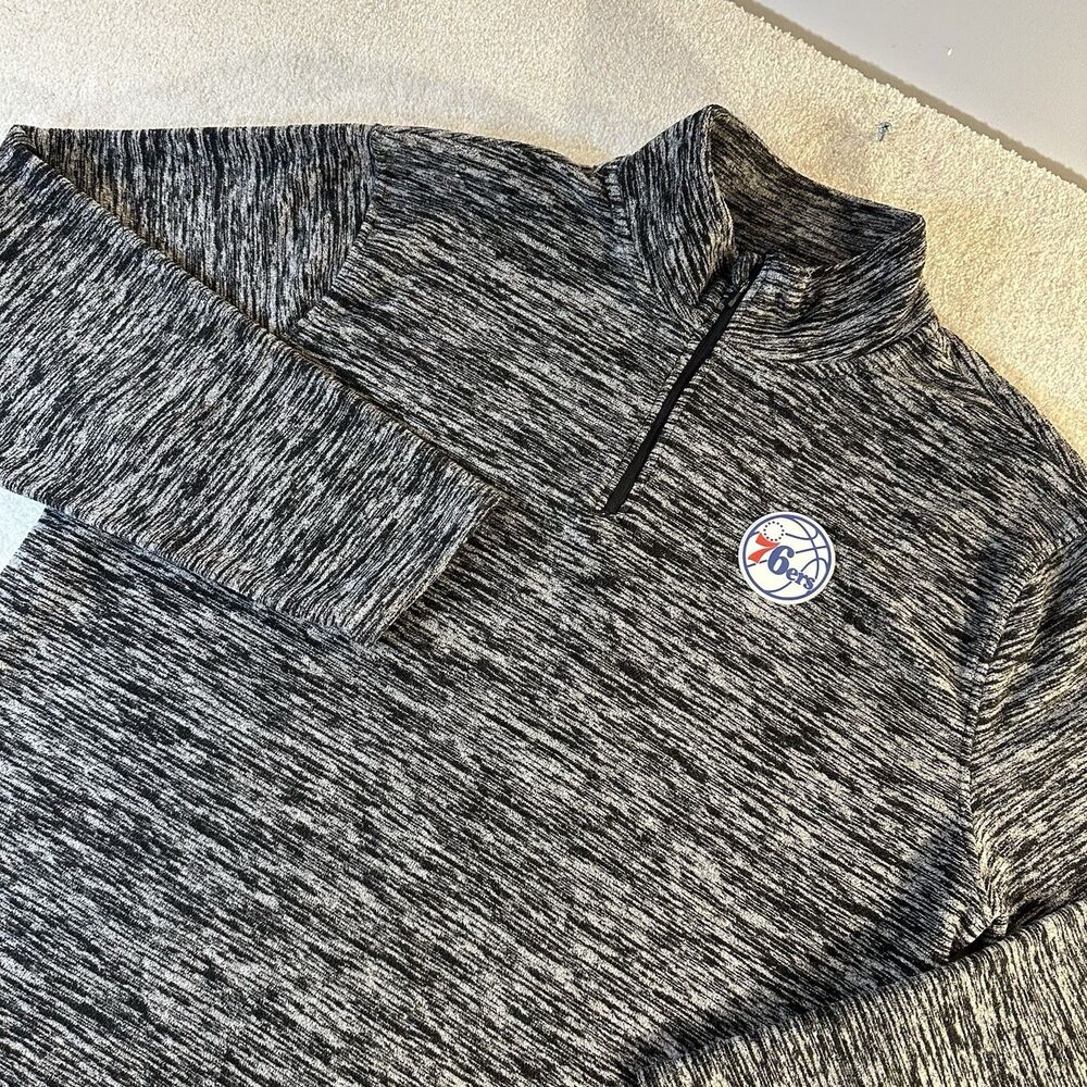 Philadelphia 76Ers NBA Ultra Game Quarter Zip Fleece Pullover Gray Long Sleeve